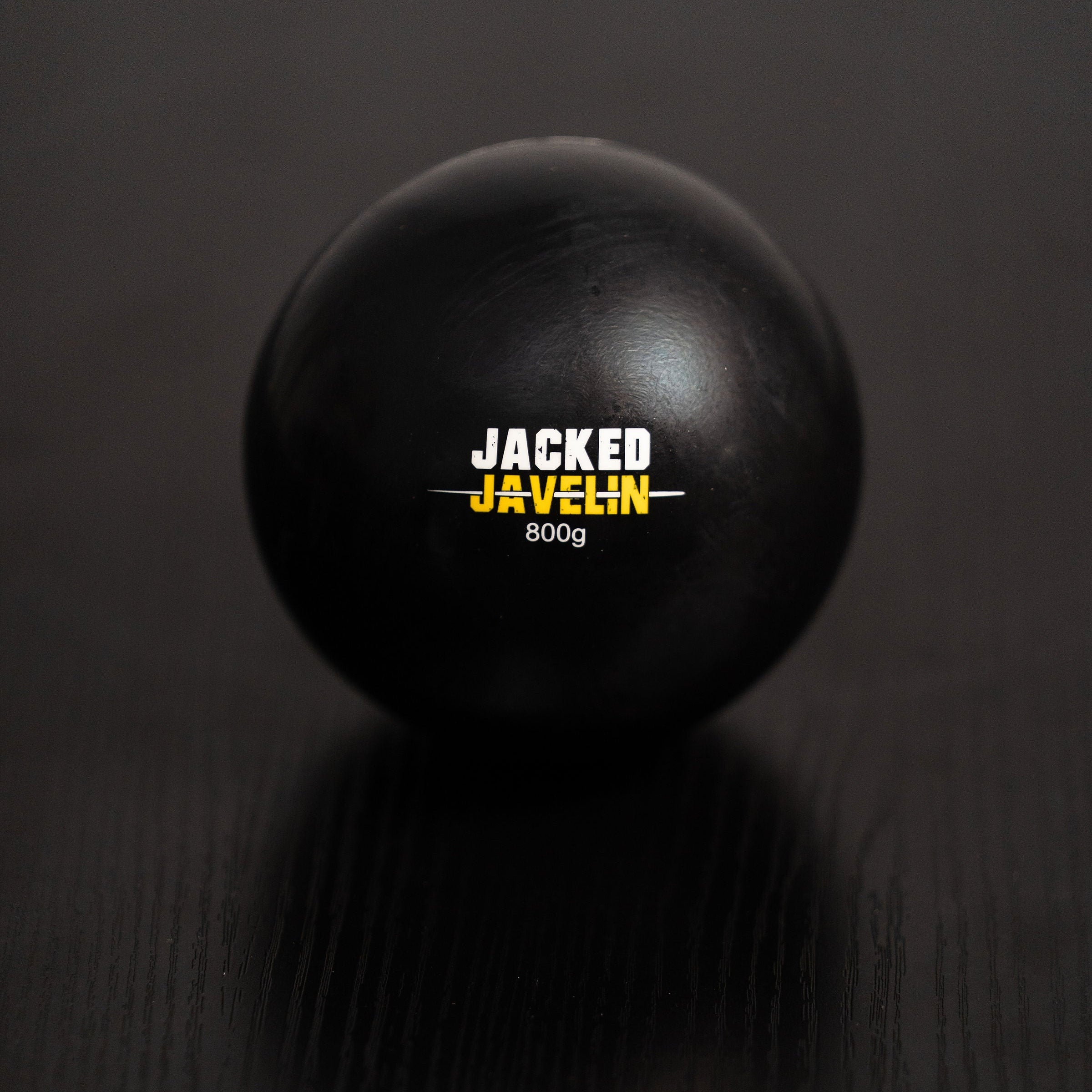 Jacked Javelin 800g javelin plyo ball, black weighted training ball with gold logo, men's competition weight